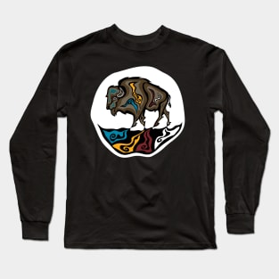 Four Directions Buffalo WAWEZHI Canada Indigenous Art Long Sleeve T-Shirt